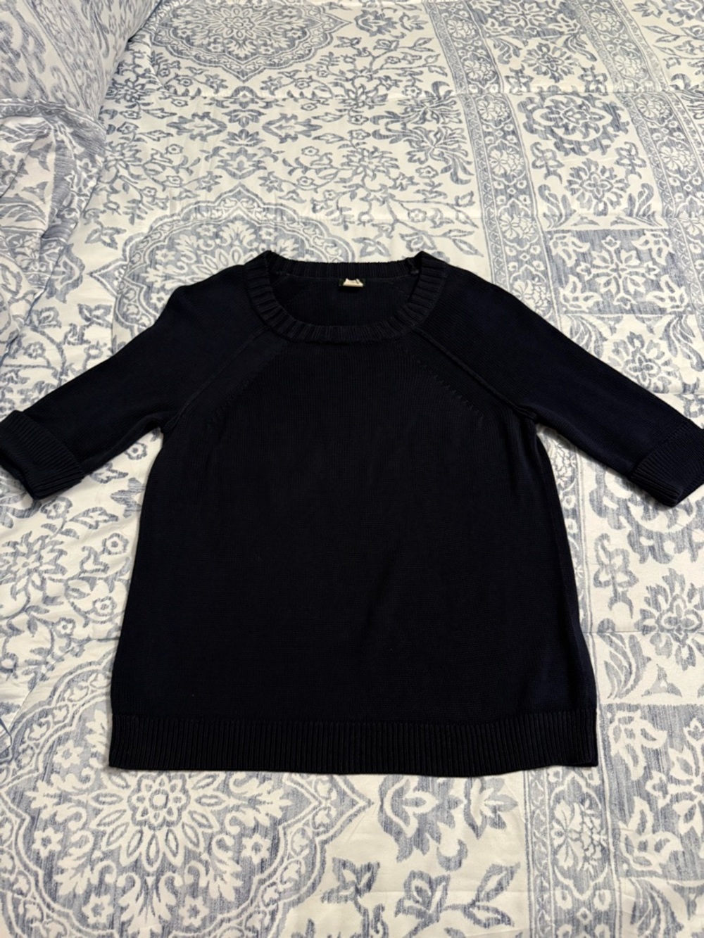 J. Crew Navy Short-Sleeve Crewneck Sweater